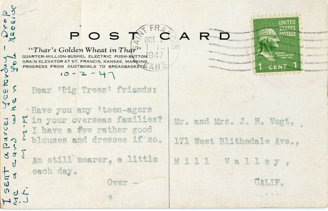 Dated 1947, the postcard highlights a major local landmark