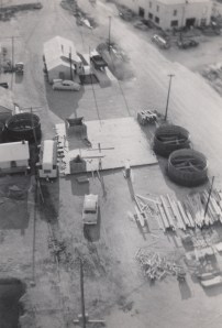 It could be Mike waving at the photographer in this photo from atop the Flagler annex. The Ford and 16-foot trailer are also evident. 