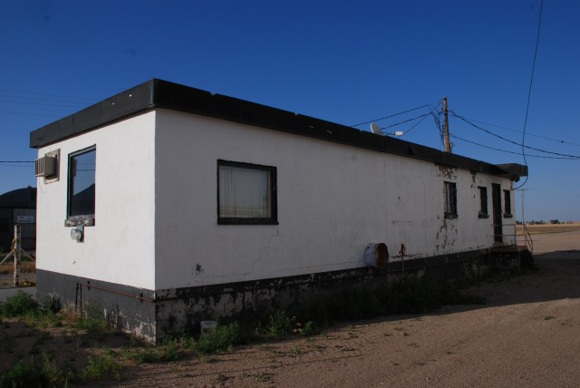 The simple lines of the back of the scale house at Kanorado, Kan.