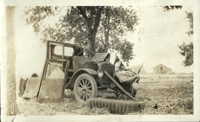 This image was found among Grandma's pictures. It was the car her uncle wrecked in an ultimately fatal accident.