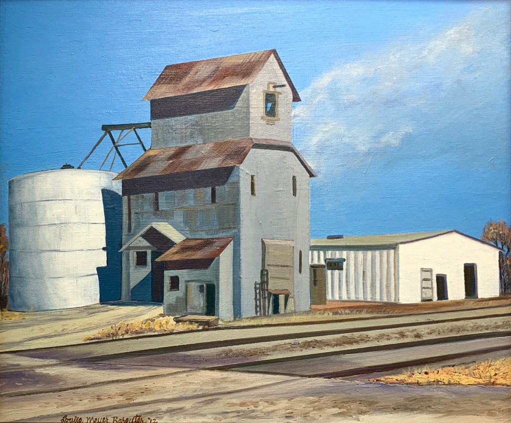 Louise Bereuter, "North Bend Elevator," oil and canvas on board.
