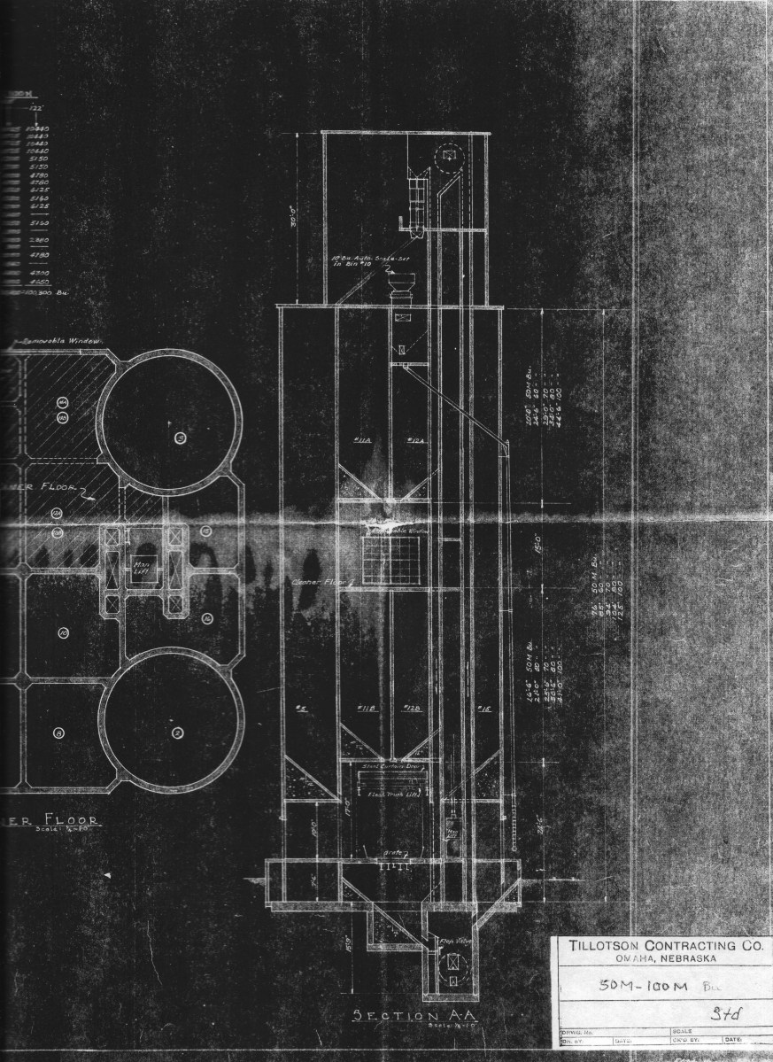 Drawings for an elevator of 50,000- to 100,000-bushel capacity with bin ...