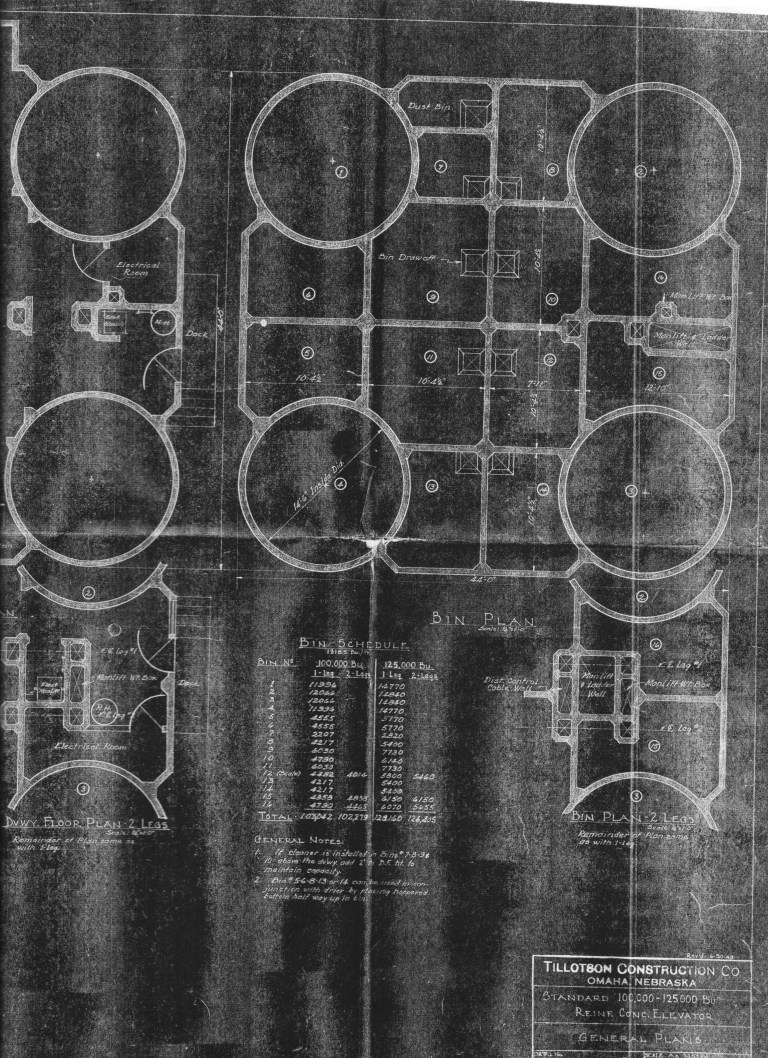Drawings for an elevator of 100,000- to 125,000-bushel capacity with ...