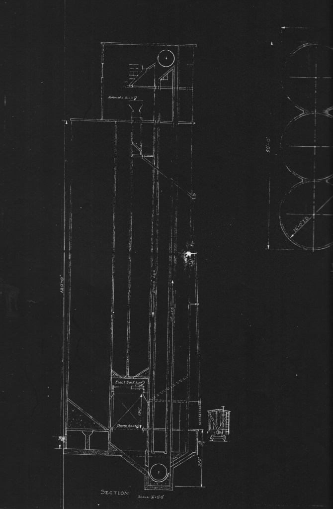 Drawings for an elevator of 150,000-bushel capacity with plans for work ...
