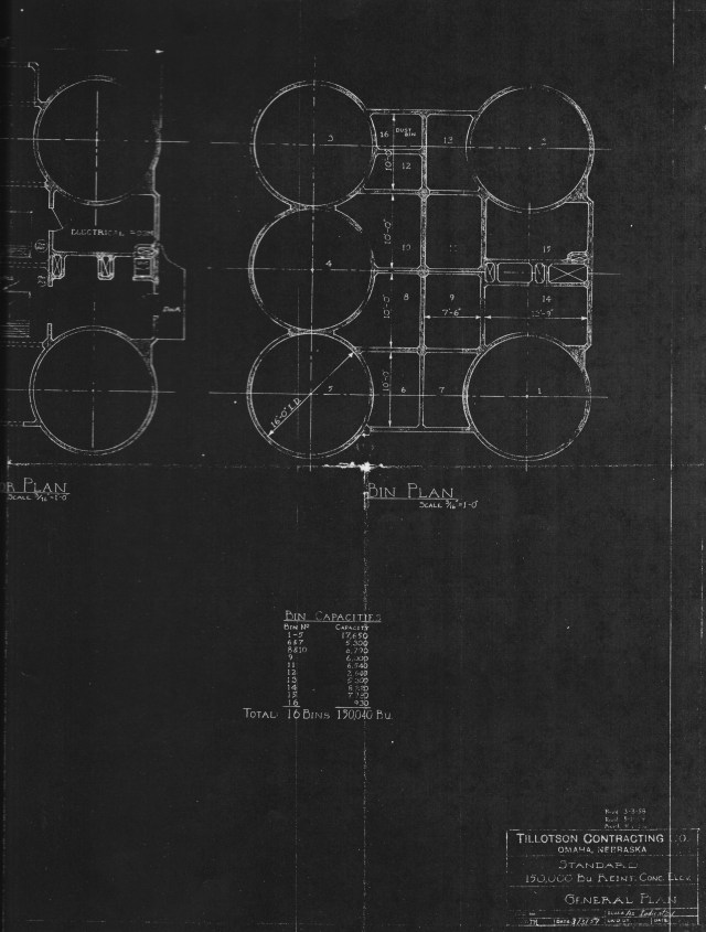 Drawings for an elevator of 150,000-bushel capacity with plans for work ...